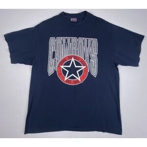 Vintage Dallas Cowboys NFL T-Shirt Trench Ultra Navy Blue XL Made in USA 90s Tee